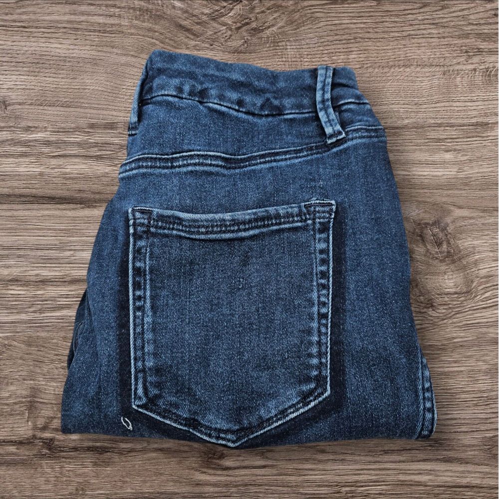Good American Dark Blue Jeans 8/29 Destroyed High Rise GCSKSP670T Ankle Raw Hems